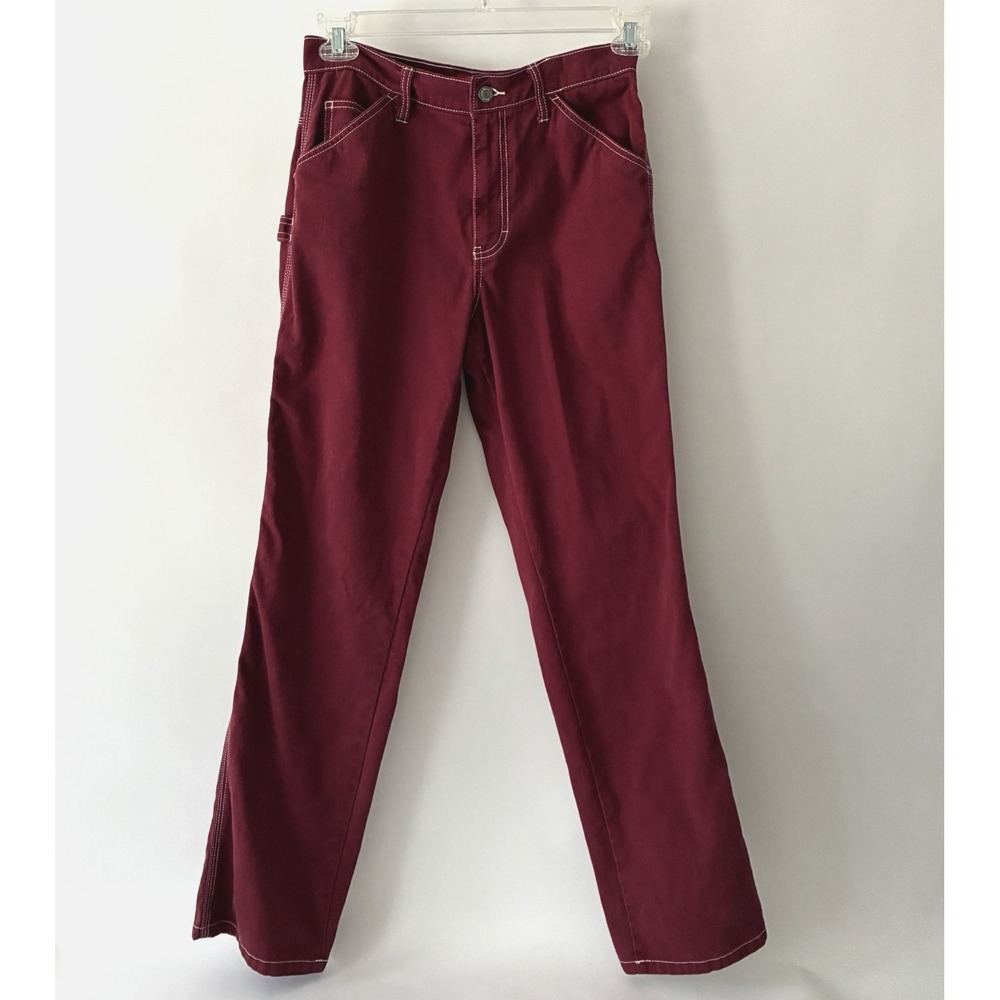 Dickies CP20 Women Carpenter Pants Crimson Size 3/26 Contrast Stitch Skater Y2K